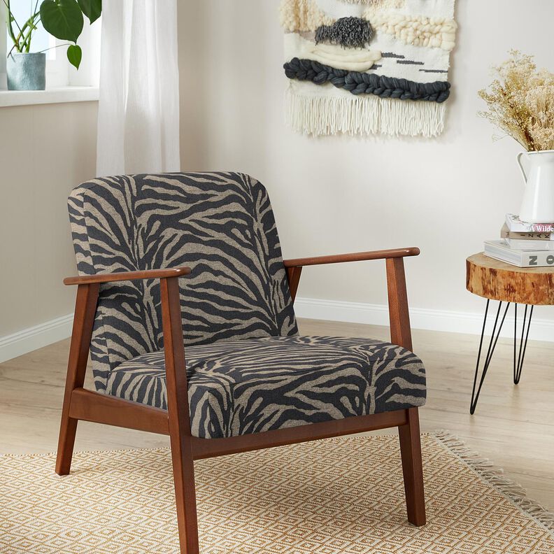 Bekledingsstof Jacquard Zebra – kaki/zwart, image number 7