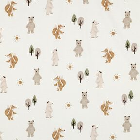 Katoenjersey Dieren in het bos Digitaal printen | Poppy Fabrics – ivoor/anemoon, 
