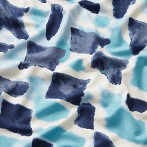 Viscosejersey Ikat-motief – hemelsblauw/nachtblauw, 