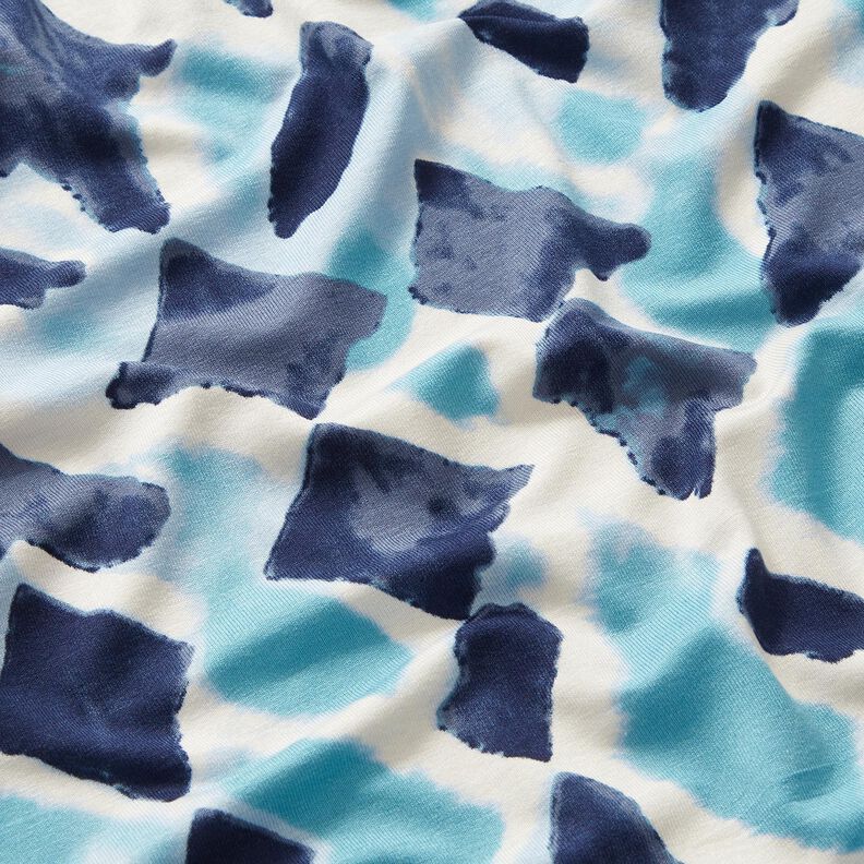 Viscosejersey Ikat-motief – hemelsblauw/nachtblauw, image number 2