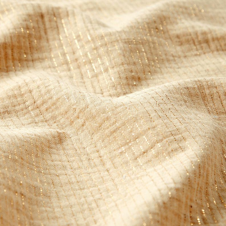 Mousseline/dubbel gehaakte stoffen Linnen-mix Glinsterende punten – creme, image number 2