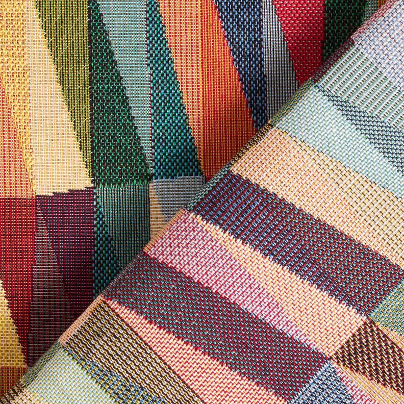 Decostof Gobelin grafische zigzag – lichtbeige/karmijnrood, image number 4