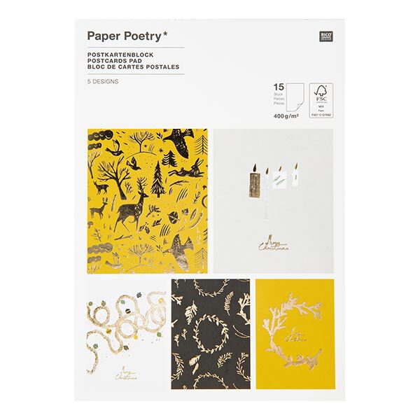 Blok met briefkaarten Nostalgic Christmas | Rico Design – zwart, image number 1