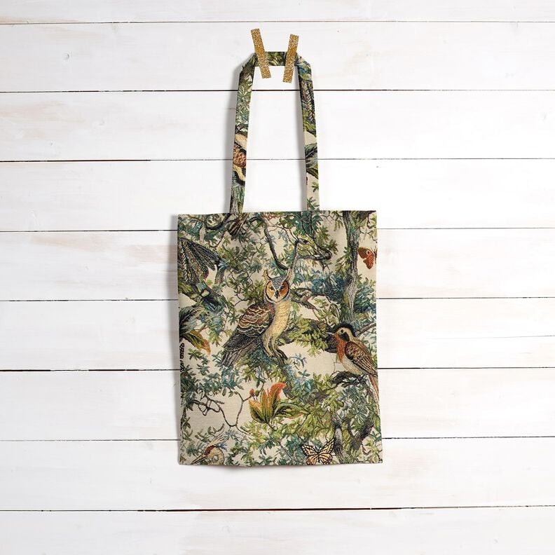 Decostof Gobelin artistieke vogels – lichtbeige/pijn,  image number 6