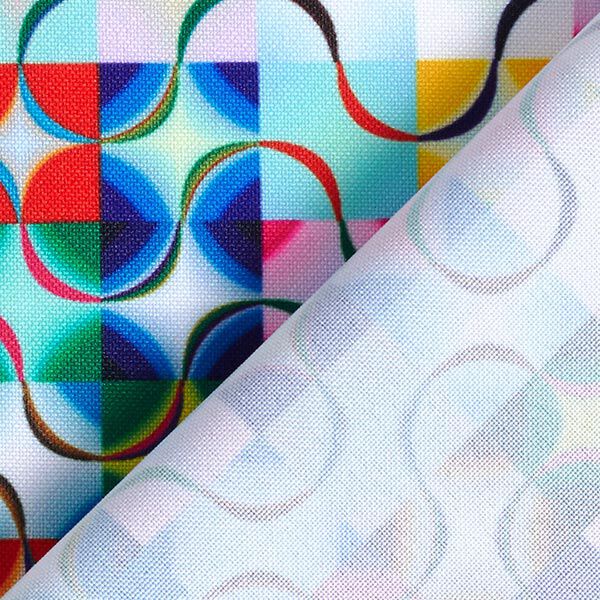 Polyesterstof kleurrijke golvende lijnen en ruiten,  image number 4