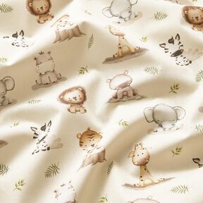 Katoenpopeline Baby jungledieren Digitaal printen – beige, 