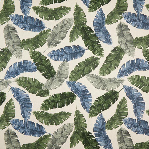 Decostof half panama Palmbladeren – donkergroen/blauw, image number 1