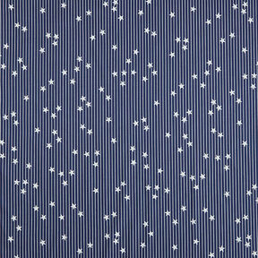 Katoenpopeline Strepen & sterren – marineblauw/wit, 