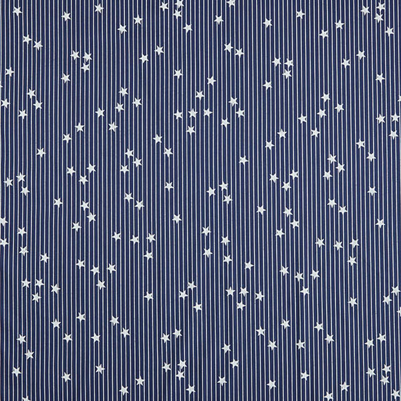 Katoenpopeline Strepen & sterren – marineblauw/wit,  image number 1