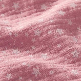 Mousseline/dubbel gehaakte stoffen Sterretjes – roze, 