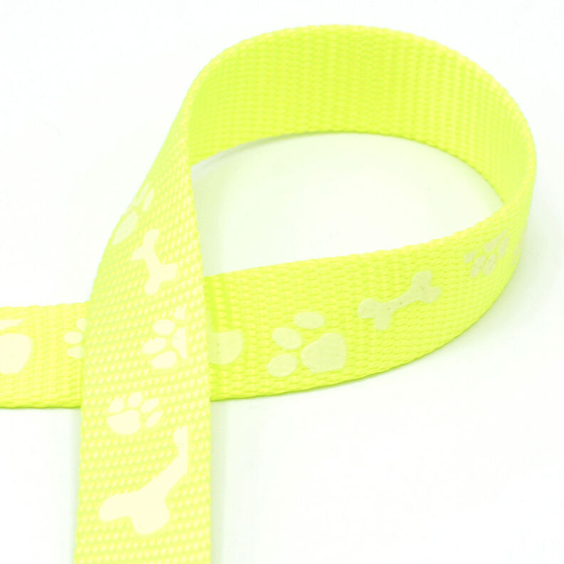 Reflecterende geweven tape Hondenriem [20 mm] – neongeel,  image number 1