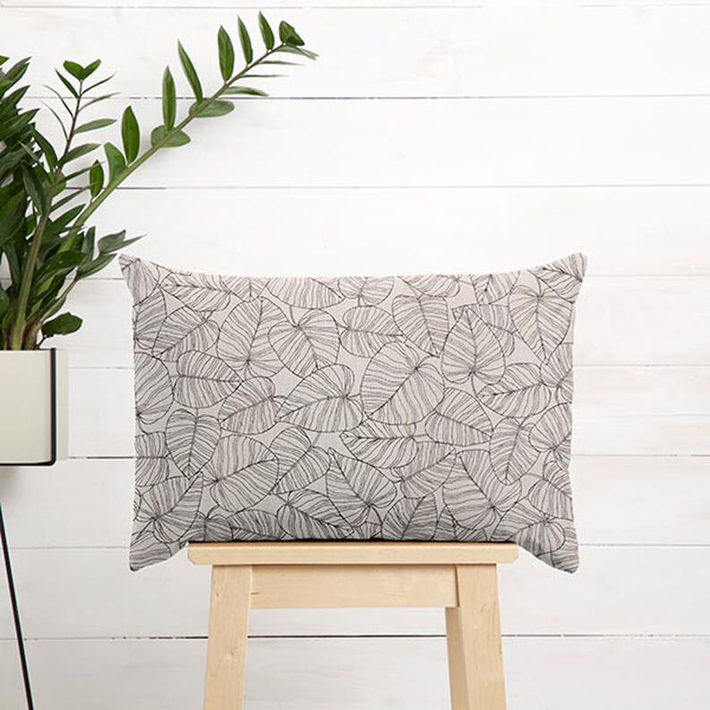 Decostof Half panama Fijne bladeren – natuur/zwart,  image number 10