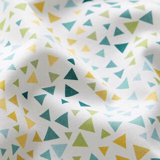 Katoenpopeline kleurrijke driehoeken – wit | Stofrestant 50cm, 