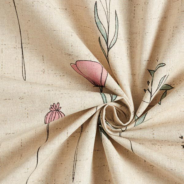 Decostof Half panama gedroogde bloemen – natuur/roze,  image number 5