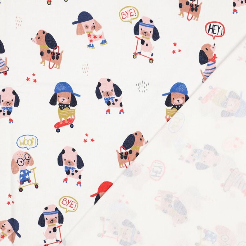 Katoenjersey skatende hond Digitaal printen | Poppy Fabrics – ivoor/roségoud,  image number 4