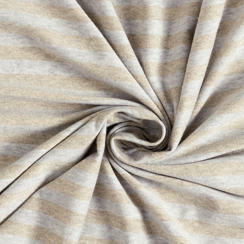 Katoenjersey melange glitterstrepen – lichtgrijs/goud metallic,  image number 3