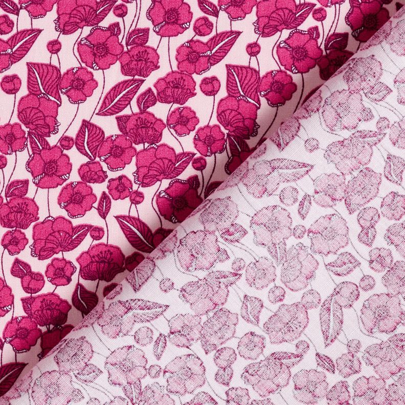 Katoenpopeline Bloemenranken – lichtroze/purper, image number 4