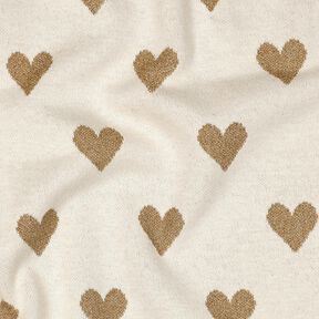 Jacquardjersey Glitterharten | Poppy Fabrics – natuur/goud metallic, 