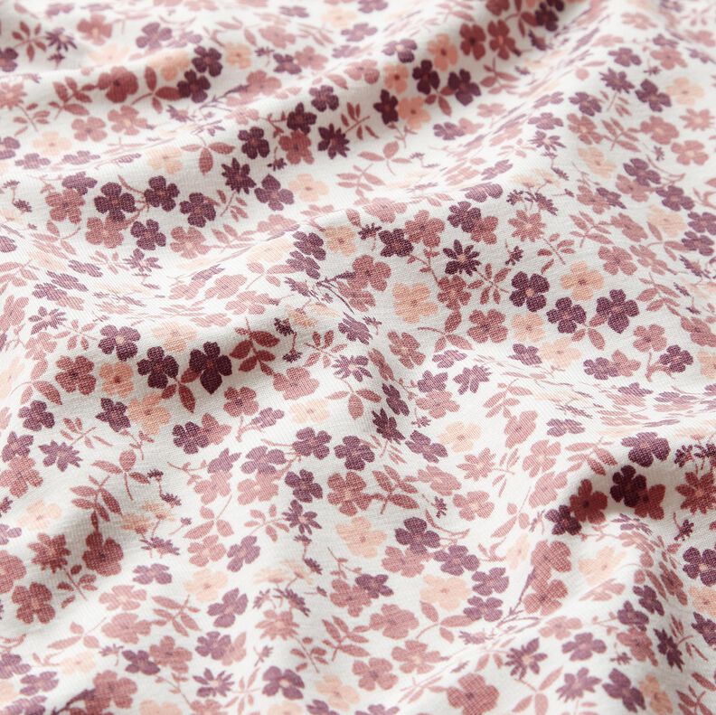 Katoenjersey Bloemenzee &ndash; wit/lila,  image number 2