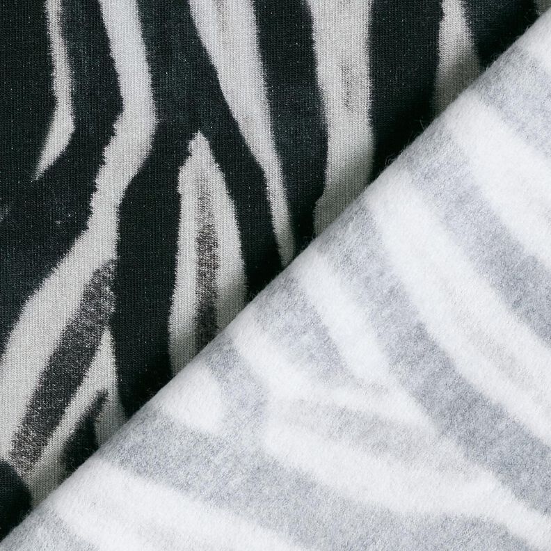 French Terry geborstelde zebra digitale print – zwart/zilver, image number 4