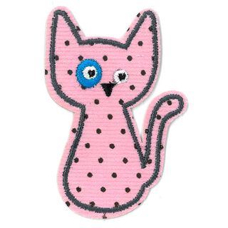 Applicatie kat met stippen [ Afmetingen: 6,5 x 4,5 cm ] | Kleiber – roze, 
