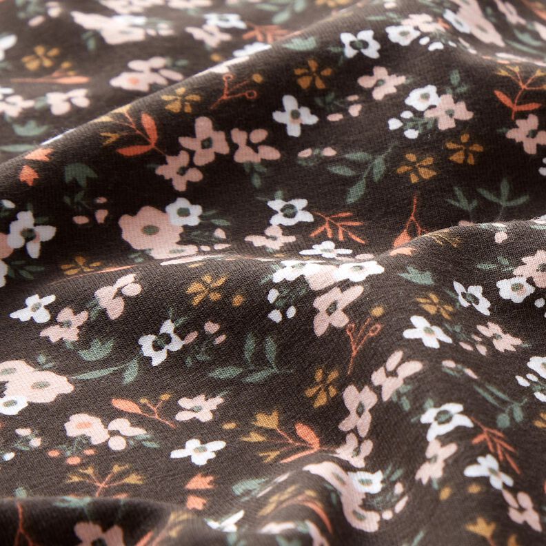 Katoenjersey Millefleurs – zwartbruin, image number 2