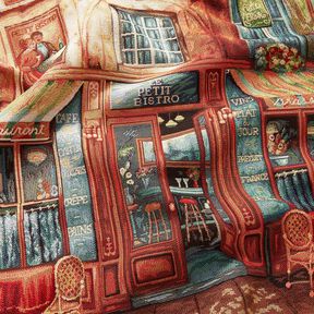 Decopaneel Gobelin Franse bistro – blauw/terracotta, 