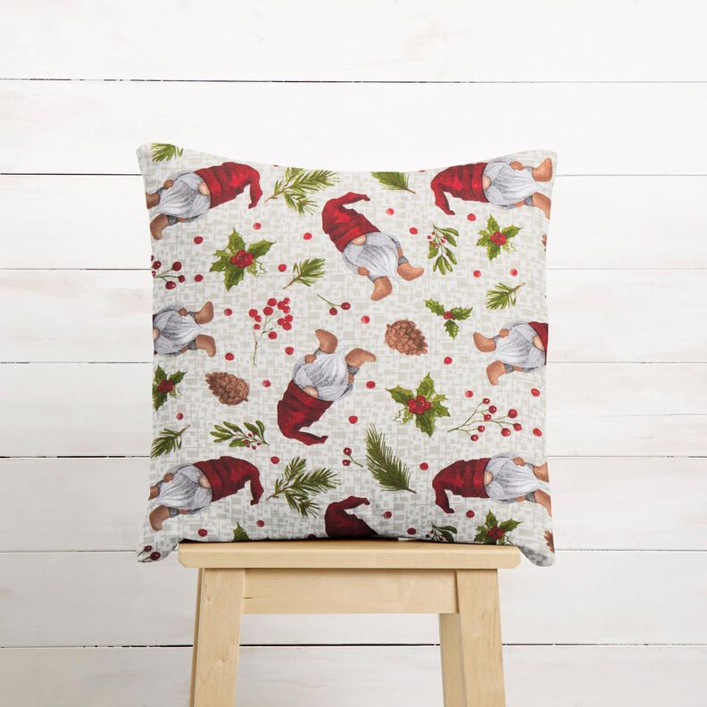 Decostof Canvas Kabouter met een hoed – lichtbeige/donkerrood, image number 6