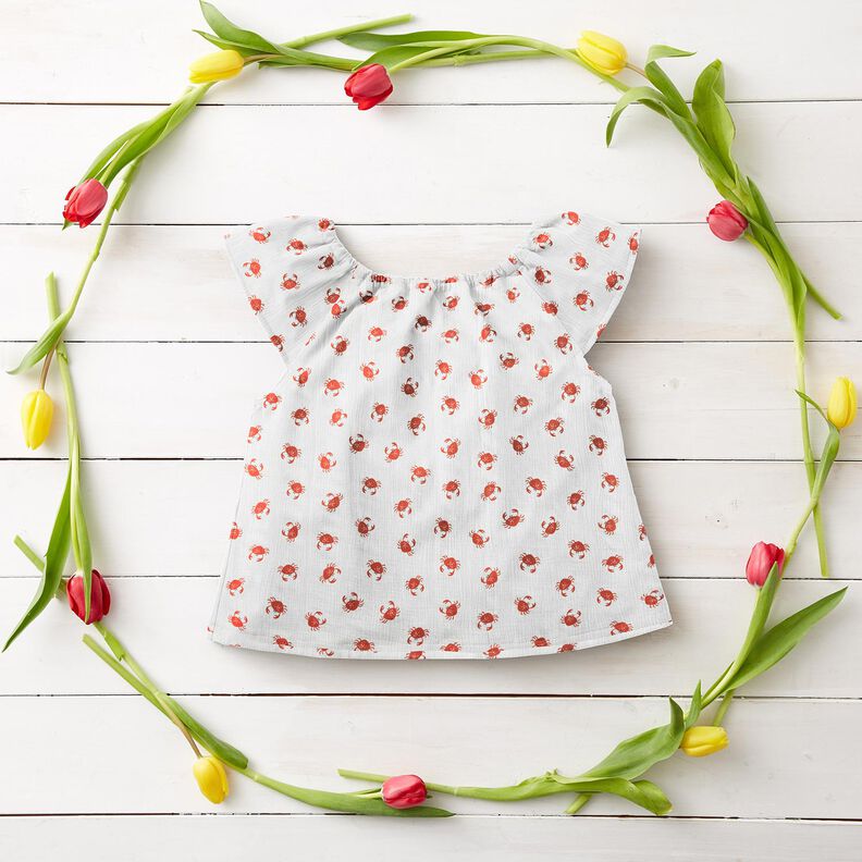 GOTS Mousseline/dubbel gehaakte stoffen kreeften | Poppy Fabrics – ivoor,  image number 7