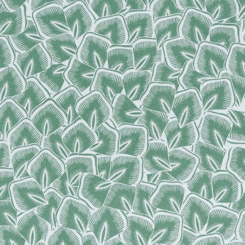 Katoenen stof Cretonne Abstracte bladeren – salie/ivoor, image number 1