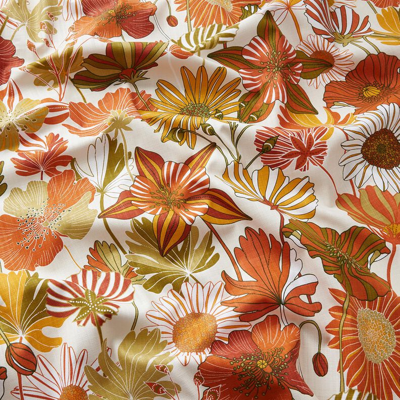 Decostof Panama kleurrijke bloemen – creme/terracotta,  image number 2