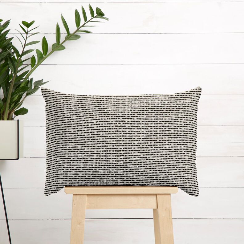 Decostof Jacquard rustieke strepen – zwart/natuur,  image number 6