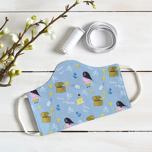 Cretonne Licentiestof Peppa Pig George Piraat | ABC Ltd. – lichtblauw, image number 9