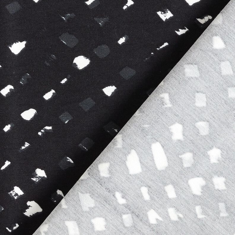Broekstof stretch abstracte stippen – zwart blauw/wit, image number 4