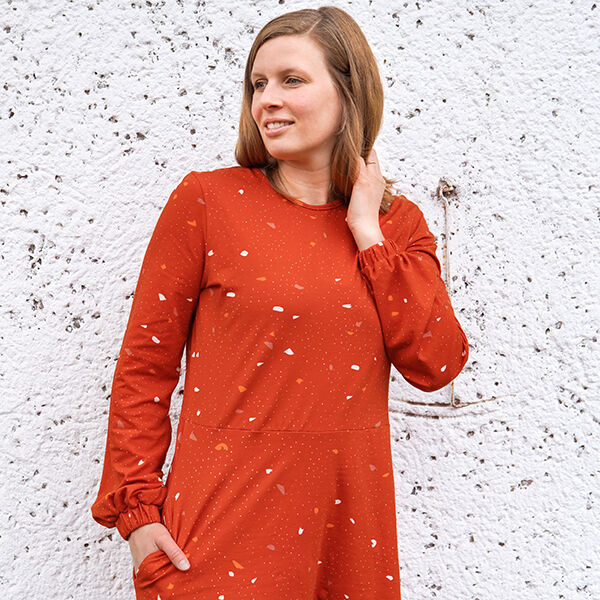 GOTS Katoenjersey Terrazzo | Tula – terracotta/oranje, image number 9