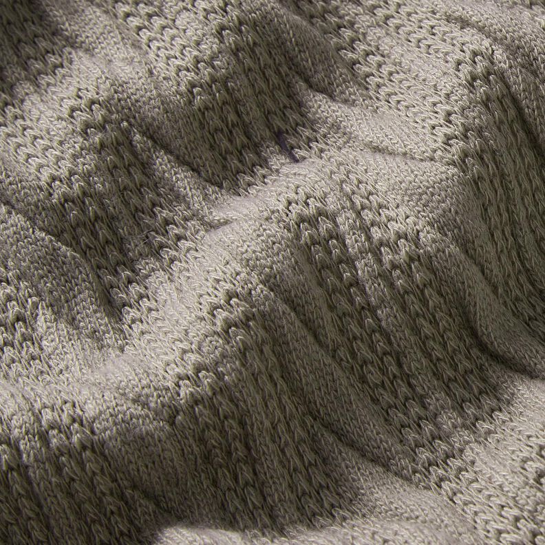 Tricot Cloqué Kabelsteekpatroon – zijdegrijs, image number 2