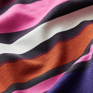 Viscosejersey meerkleurige strepen – zwart, 