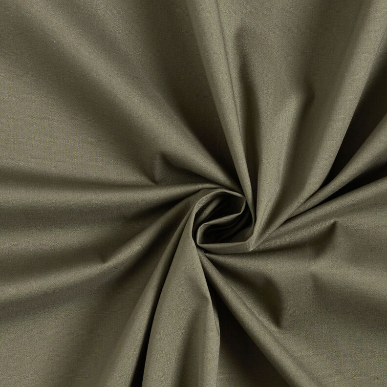 Popeline stretch Effen – kaki,  image number 1