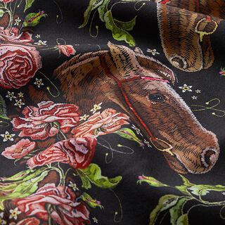 Softshell Paarden en rozen Digitaal printen – zwart, 