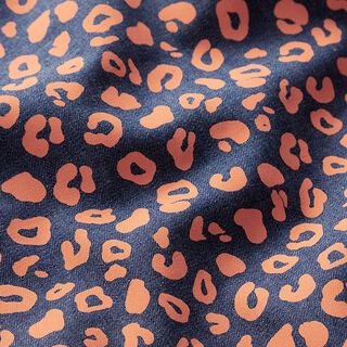 Chambray Luipaardpatroon – marineblauw/neon oranje, 