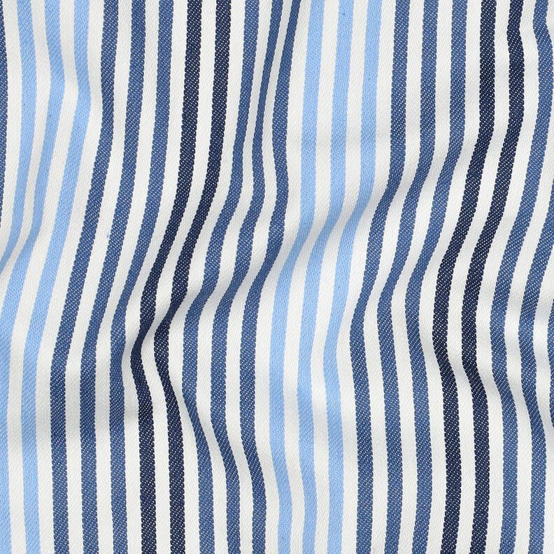 Denim Katoenmix Strepen| Poppy Fabrics – jeansblauw/ecru,  image number 2