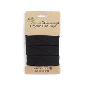Biasband Biologische katoenjersey [3 m | 20 mm] – zwart, 