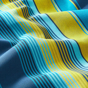 Outdoorstof Canvas Strepen – blauw/mosterd, 