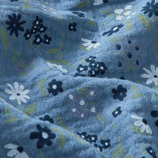Mousseline/dubbel gehaakte stoffen Kleine bloempjes – oceaanblauw, 