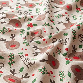 Decostof Half panama schattige rendieren – beige/donkerbruin, 