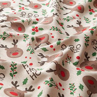 Decostof Half panama schattige rendieren – beige/donkerbruin, 