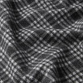 Gebreide stretch mantelstof ruiten &ndash; lichtgrijs/zwart | Stofrestant 80cm, 