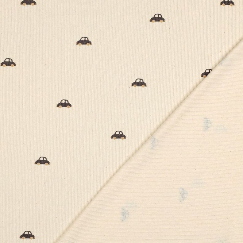 GOTS Ribjersey kleine auto's | Poppy Fabrics – creme/zwartbruin,  image number 4