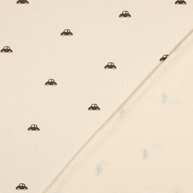 GOTS Ribjersey kleine auto's | Poppy Fabrics – creme/zwartbruin, image number 4