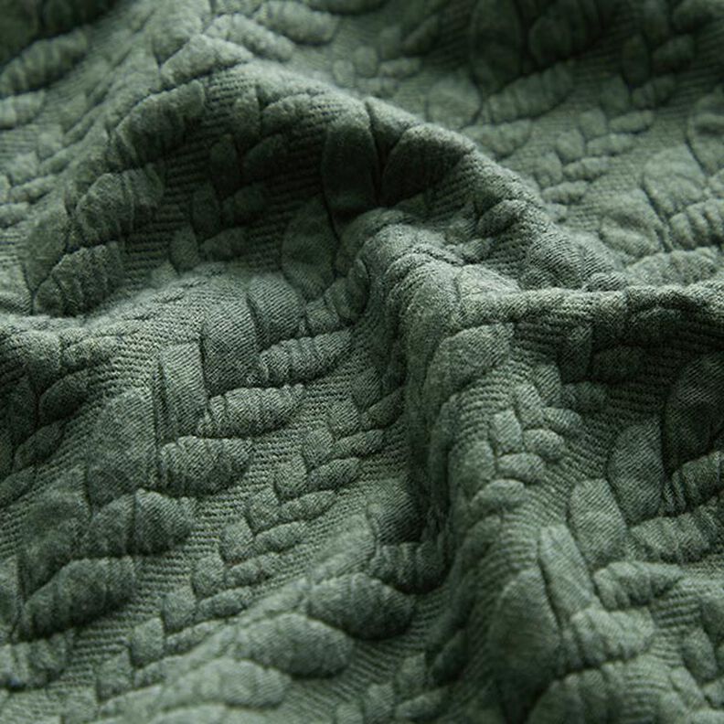 Jerseyjacquard cloqué kabelsteekpatroon – donkergroen,  image number 2